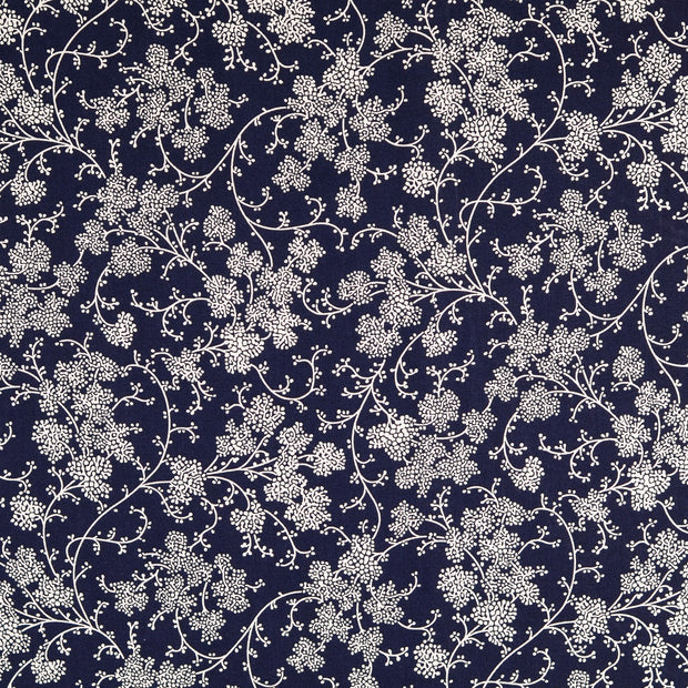 poplin fabric flower blue